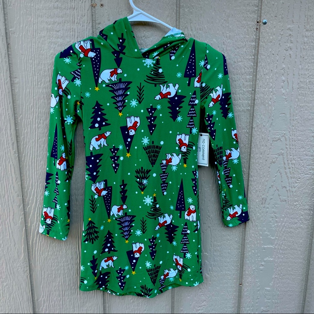 No Comment Girls Christmas Hooded Long Sleeves Dress